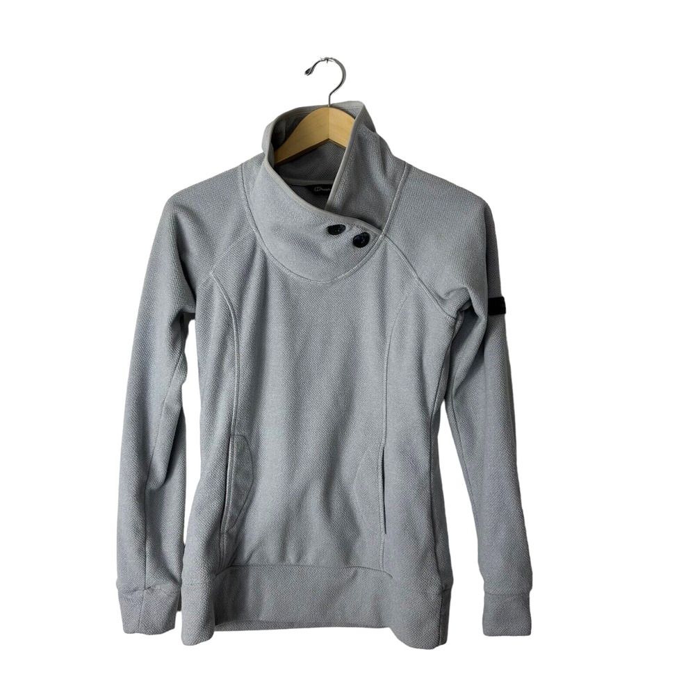 Berghaus Pullover Women's Textured Fleece Toggle Cowl Neck Grey Size S Pockets